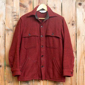 Vintage 1980's Woolrich Wool Jac Shirt Double Breasted Jacket | Maroon | Medium